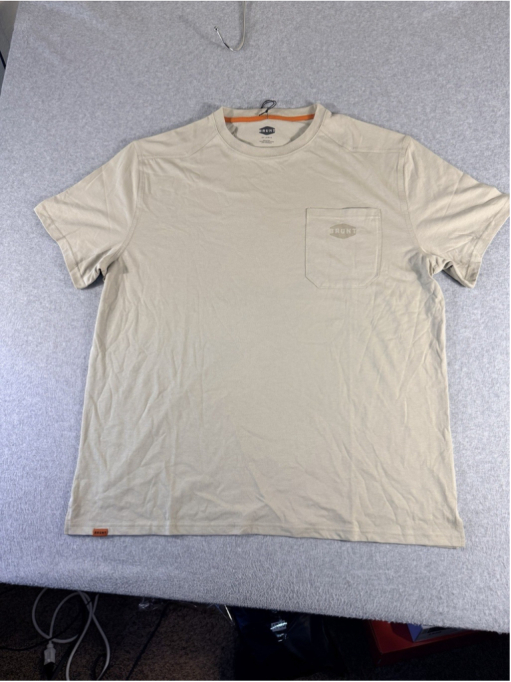 BRUNT Workwear Pocket T Shirt Mens 2XL Beige Short Sleeve Heavyweight Tee